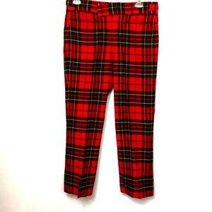 VTG 70's Tartan Trousers Wool Red Blk Yellow Plaid Pants Slacks 37" x 30"